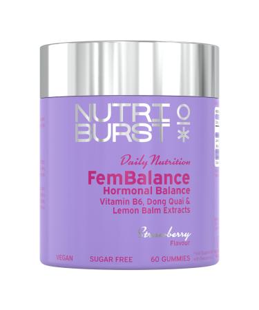 Nutriburst - FemBalance Hormone Balance for Women - Vitamin B6 Lemon Balm + Dong Quai - Regulate Hormones Support Nervous System + Reduce Tiredness - 60 Gummies 1 Month Supply - Suitable for Vegans 60 Count (Pack of 1) Fembalance - Hormone Support