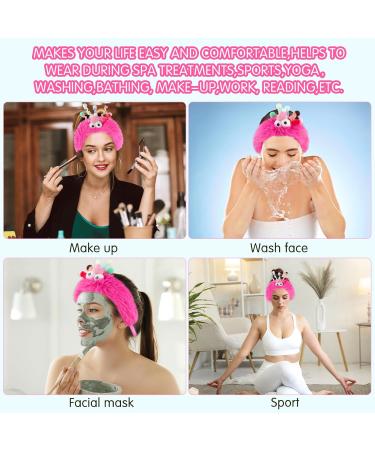 Face Wash Headbands for Women Plush Spa Hair Bands Makeup Headbands Skincare Headbands Cute Fluffy Creative Hair Accessories for Washing Face Funny Gifts for Women Girls (Pink) - Buy Online on GoSupps.com
