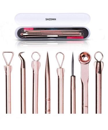 Blackhead Remover Pimple Comedone Extractor Tool Acne Kit - Treatment for Blemish, Whitehead Popping, Zit Removing for Risk Free Nose Face Skin(Gold)