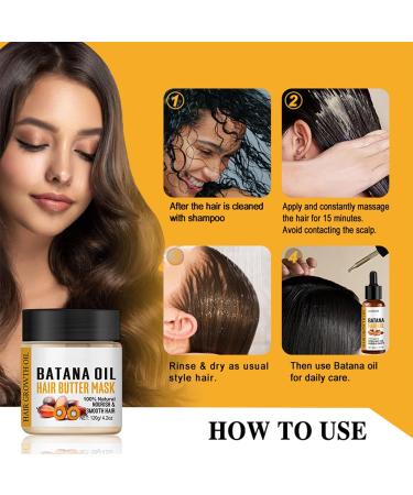 Batana Hair Mask - Batana Oil Hair Mask - 100% Natural - Repair Damaged Hair Nourishes Thin Hair Scalp Skin and Loss Hair Growth Fir for All Hair Types - 50ml - Buy Online on GoSupps.com