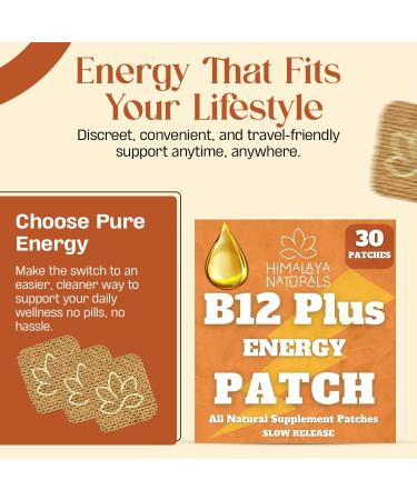 B12 Energy Patch Methylcobalamin B12, Caffeine-Free, Pill-Free Patch for Daily Energy Support 30-Day Supply - Buy Online on GoSupps.com