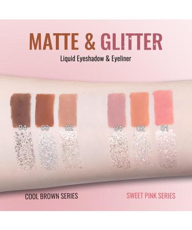 Erinde 3PCS Liquid Glitter Matte Eyeshadow & Eyeliner Set - Long Lasting Korean Makeup for Christmas - Silver Shimmer Matte Cream Eyeshadow #01 - Buy Online on GoSupps.com