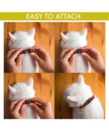 Cat Collar Stars & Moon 4-Pack - Reflective with Bell, Safe Nylon Breakaway Collars for Cats - Free Replacement - Black/Red/Blue/Purple - Buy Online on GoSupps.com