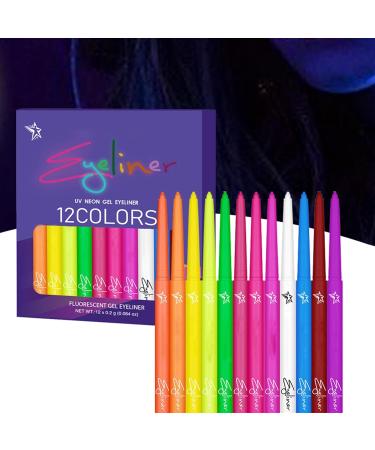 Colorful Eye Liner Set 12 Colors High-Precision Pen Tip Liquid Liner Waterproof UV Fluorescent Eyeliners Neon Glow Supplies Highly Pigmented Graphic Liners for Long-lasting Wearing - Buy Online on GoSupps.com