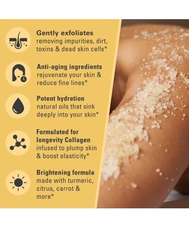 Turmeric Exfoliating Body Scrub with Collagen and Coconut Oil | Gently Exfoliate Face & Body | Moisturizing SkinCare by M3 Naturals - Buy Online on GoSupps.com