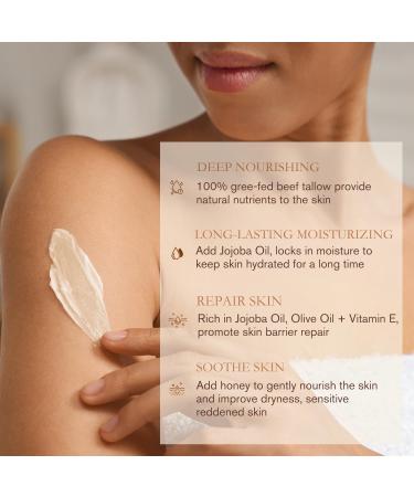 ULTIBELA Beef Tallow for Skin 100% Grass-Fed Whipped Tallow and Honey Balm for Body & Face Natural Body Cream for Dry & Sensitive Skin Care 4OZ (Unscented) - Buy Online on GoSupps.com