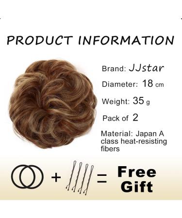 JJstar 2PCS Messy Bun Hair Pieces - Brown & Blonde Curly Fake Hair Buns for Women & Girls - Buy Online on GoSupps.com