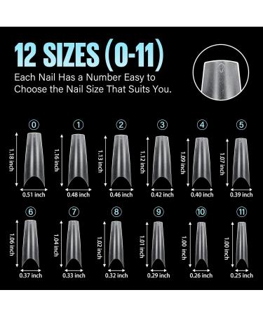 TOMICCA Long Coffin French Edge Nail Tips - 240pcs Half Cover Clear False Nails for Acrylic Extensions - 15 Sizes Half Cover-Long Coffin - Buy Online on GoSupps.com