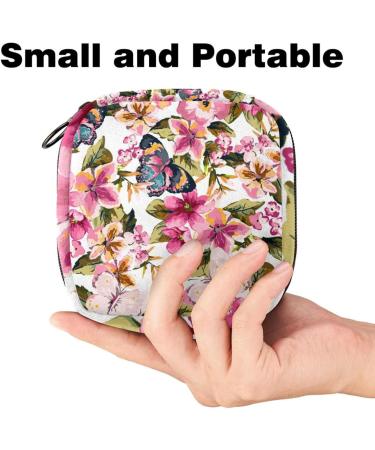 Stylish Menstruation Pad Bag with Zipper - Butterfly & Flower Design | Women's Tampon Collection Bag - Buy Online on GoSupps.com