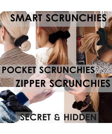 BSEKT Zipper Scrunchies Pocket Secret Velvet Hair Ties Bracelet for Apple AirPods - Black 3PCS - Buy Online on GoSupps.com