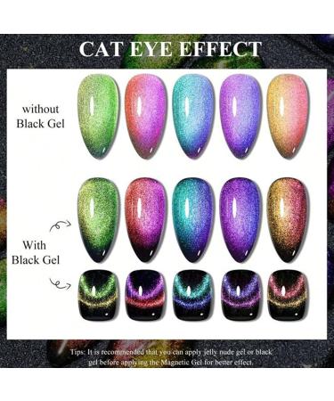 Cat Eye Gel Nail Polish Set 6 Colors Galaxy Holographic Magnetic UV Nail Polish with Magent Stick Sparkly pink blue nails Rainbow Shiny Nail ArtBase Black Nail Varnish and Gel Nail DIY Nail Salon 02 - Buy Online on GoSupps.com