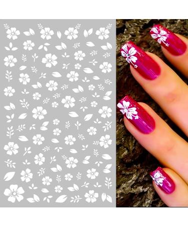 SILPECWEE White Flower Star Heart Nail Stickers - 8 Sheets | 3D Nail Art Decals for DIY & Salon | Manicure Kit with Tweezers - Buy Online on GoSupps.com