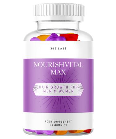 365 labs Newly Formulated NourishaVital Max Hair Growth Gummies for Women & Men - Money Back Guaranteed (1)