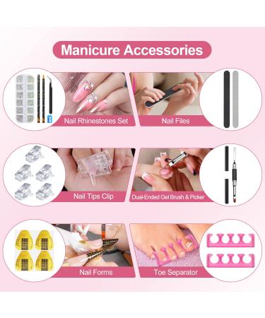 Subay Electric Nail Drill Kit for Acrylic Gel Dip Nails - Professional Manicure Pedicure Tools with Case, 500pcs Fake Nail Tips, Rhinestones, Clipper, Cuticle Trimmer - Pink - Buy Online on GoSupps.com