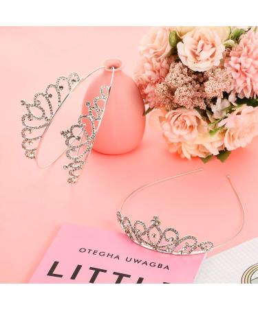 Girls Crystal Tiara Set - Heart Rhinestone Crown Headband for Wedding, Prom, Birthday Party - Buy Online on GoSupps.com