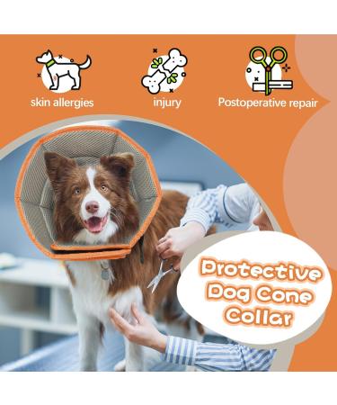 Kuoser Adjustable Dog Collar - Comfortable Lick Protection for Dogs | Prevent Bite and Wound Healing | Size S - Neck 24-30cm - Orange - Buy Online on GoSupps.com