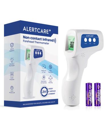 ALERTCARE Forehead Thermometer for Adults - Non Contact Infrared Thermometer with LCD Display - Fast Accurate Reading Clinically Tested - Built-in Fever Alarm - for Adults Kids Toddler Baby & Infant