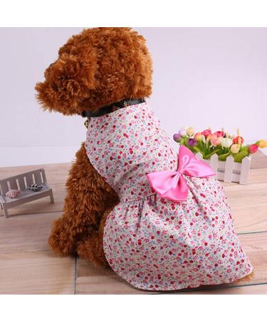 Puppy Dog Tutu Dress - Princess Wedding Dress Adorable Floral Sundress with Bowknot for Chihuahua Shih Tzu Yorkshire Terriers - Size M (Pink) - Buy Online on GoSupps.com