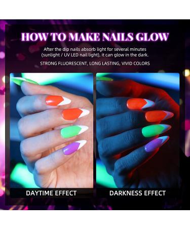 Morovan Glow in the Dark Dip Powder Nail Set - 12 Colors, French Manicure Starter Kit - Buy Online on GoSupps.com