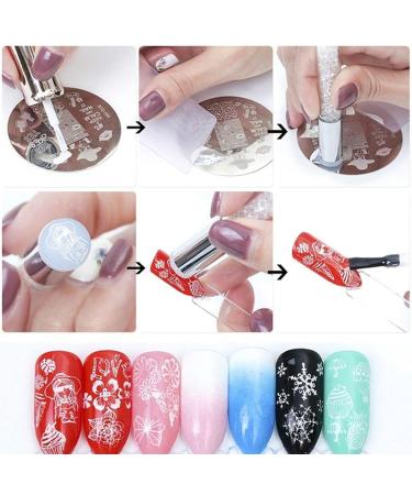 Nail Stamping Plate Set with Silicone Sponge & Brush | Flower Polish Transfer Stencils & Geometry Template | Double-Sided Head for DIY Nail Art & Manicure Tool - 16# - Buy Online on GoSupps.com