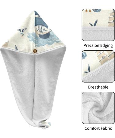 Seagull Boat Hair Towel 2 Pack - Super Absorbent Quick Dry Hair Turbans for Women & Girls | Ideal Hair Drying Solution - Buy Online on GoSupps.com