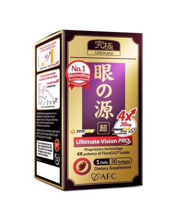 AFC Japan Ultimate Vision PRO - Eye Formula with FloraGLO Lutein 4X, Zeaxanthin, Bilberry Extract & Astaxanthin for Age-Related Eye Problem, Blurry & Poor Vision, Dry Eye, Macular Health, 30 Count