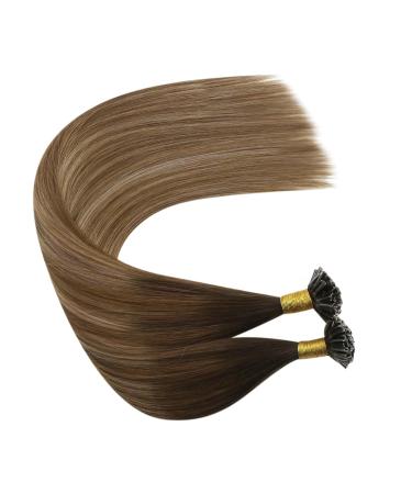 UGEAT SONNGING Balayage U Tip Extensions - Chocolate Brown to Ash Blonde & Golden Brown 22 Inches 55 cm 50 Grams Real Hair Bonding - Perfect for Volume & Length - Buy Online on GoSupps.com