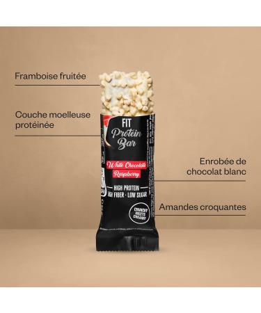 nu3 Fit Protein Bar White Chocolate Raspberry 12 x 55g - high protein bar with 17.6g protein per bar - palm oil and aspartame free - 2.5g sugar per bar - milk protein - Buy Online on GoSupps.com
