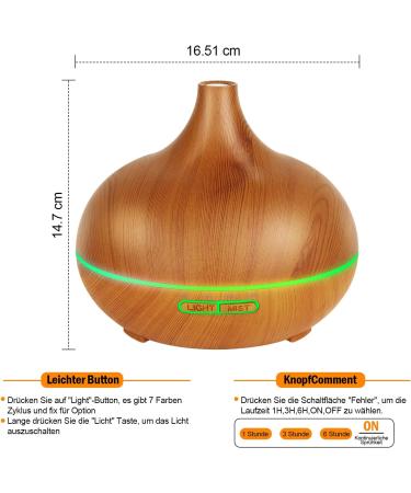 Aroma Diffuser 550ml - BPA-Free Essential Oils Diffuser with 7 LED Lights & Timer Settings for Home Office & Yoga - Buy Online on GoSupps.com