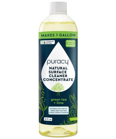 Puracy 99.9% Natural All Purpose Cleaner Concentrate - Makes 128oz Multi Purpose Cleaner - Green Tea & Lime - Surface Cleaner Floor Cleaner Kitchen Cleaner Bathroom Cleaner - Cleaning supplies Green Tea & Lime 16 Fl Oz 1pk