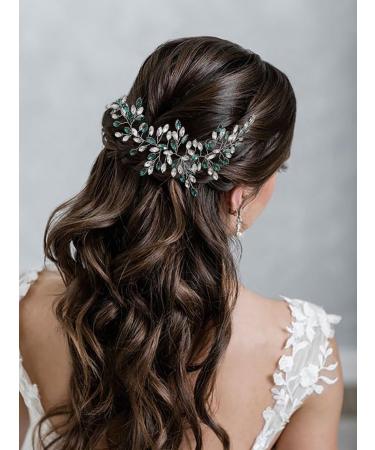 IYOU Crystal Bridal Hair Vines Rhinestone Green Bride Headband Guest Party Wedding Hair Accessories for Women - Buy Online on GoSupps.com