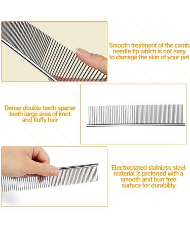 Metal Dog Combs for Grooming 2PCS Metal Stainless Steel Dog Grooming Comb Cat Comb Silver Pet Comb Suitable for Dog Cat Pet Fur Detangling - Buy Online on GoSupps.com