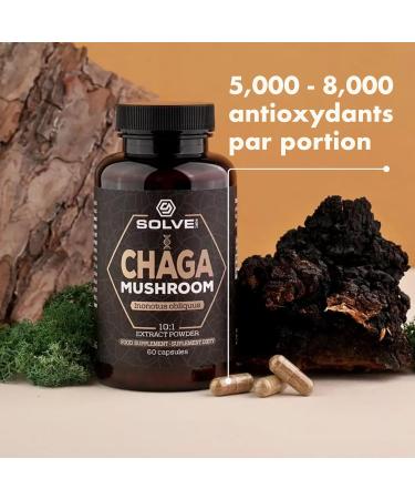 Solve Labs Premium Siberian Chaga Capsules 10% Beta-D-Glucans 10:1 Extract Zero Fillers & Additives 60 Capsules 1 Month Supply - Buy Online on GoSupps.com