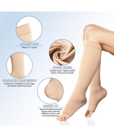 Bella Medical Compression Stockings for Women | 23-32 mmHg Varicose Veins & Edema Support | Beige Gradual Compression Socks - Buy Online on GoSupps.com