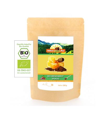 Organic bee bread/perga from ImkerPur 200 g completely residue-free and without additives fermented flower pollen 200 g (1 pack)