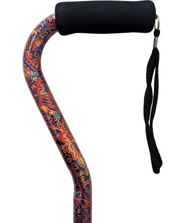 PCP Mobility & Homecare Adjustable Cane Aluminum Offset Handle with Wirst Strap Paisley Pattern - Buy Online on GoSupps.com