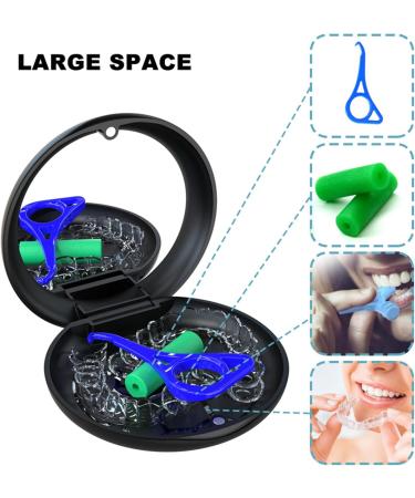 Buy Dnom Can with Mirror & Magnetic Closure - Portable Black Braces Box for Safe Storage of Braces & Mouth Protection - Buy Online on GoSupps.com