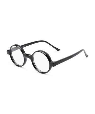 Readers.com Reading Glasses: The Harry Plastic Round Style for Men and Women - Black 2.00