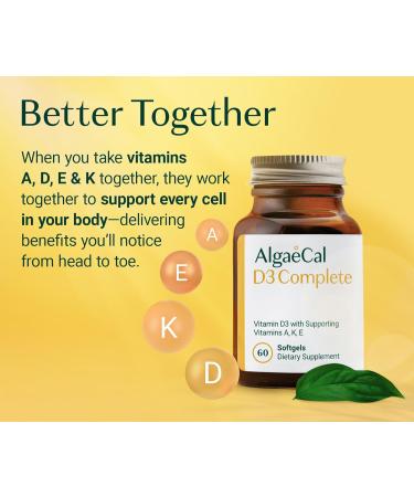 ALGAECAL 4-in-1 Vitamin D3 K2 Complete - ADK Vitamin Supplement for Immune Support & Bone Health Whole Body Wellness 3 Month Supply + Free Magnesium Relax (60 caps) - Buy Online on GoSupps.com