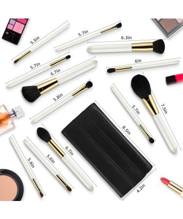 12-Piece White Makeup Brush Set with Travel Storage Bag - Foundation, Powder, Eyeshadow, Concealers, Blush Brushes - Makeup Kit for Face - Professional Beauty Tools - Buy Online on GoSupps.com