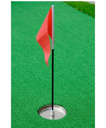Mini Golf Cup and Flags for Golf Putting Green Replacement, Golf Flagstick Hole Cup for Putting Green Mat Red 1pcs