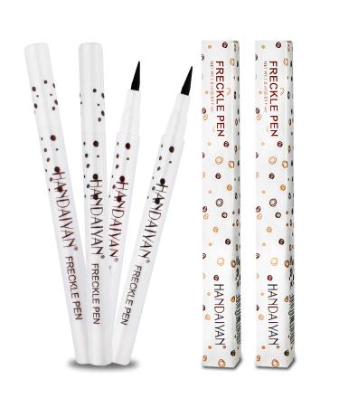 Witcrskm Freckle Pen 2 Colors  Natural Like Fake Freckles Waterproof Long Lasting Small Spot Freck Beauty Faux Freckle Makeup Kit For Face(Chestnut + Dark Brown) 3-Chestnut + 4-Dark Brown