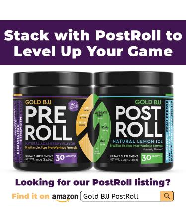 Gold BJJ PreRoll - Jiu Jitsu Pre Workout Supplement for Energy, Focus, and Endurance - Acai Berry Flavor, 30 Servings - Buy Online on GoSupps.com