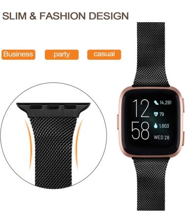 2 Pack Metal Silm Bands for Fitbit Versa 2 & Fitbit Versa & Versa Lite & Versa SE  Stainless Steel Metal Clasp Thin Replacement Bands for Versa 2 Women Men (For 6.7"-8.7" Wrists  Black+Silver) For 6.7"-8.7" Wrists Black+Siâ¦ - Buy Online on GoSupps.com