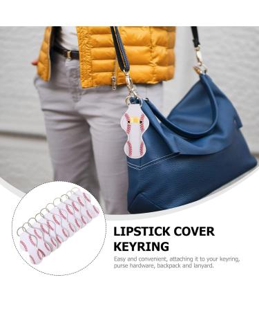 Lurrose Lipstick Holder Neoprene Key Chain Baseball Design - 10Pcs Portable Lip Gloss Balm Case & Key Holder Pendant - Buy Online on GoSupps.com