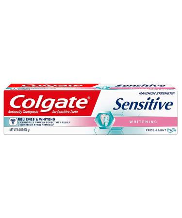 Colgate Maximum Strength Sensitive Whitening Toothpaste (3 Tubes of 6.0 Oz - Total 18 Oz)