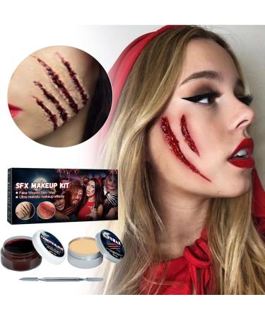  Generisch Halloween Makeup - 2-in-1 Washable Body Paint includes fake blood gel and scars realistic effect for cosplay zombie nose and eyebrow detail | Carnival Theater - Buy Online on GoSupps.com