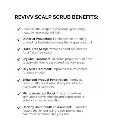 REVIVV Exfoliating Scalp Scrub Shampoo - Himalayan Salt Rosemary & Tea Tree Oil for Healthy Hair Remove Buildup & Flaking - 6.7oz - Buy Online on GoSupps.com