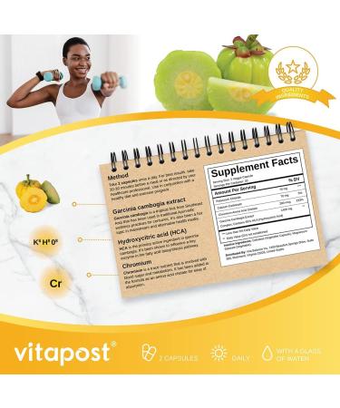 VitaPost Garcinia Cambogia Plus | 95% HCA Extract with Chromium | Non-GMO Vegan Gluten-Free Formula - 60 Capsules - Buy Online on GoSupps.com