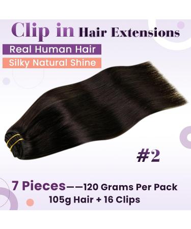 Shop Laavoo Dark Brown Real Hair Extensions - 50cm Clip In Remy 7PCs 105g for Effortless Volume - Buy Online on GoSupps.com